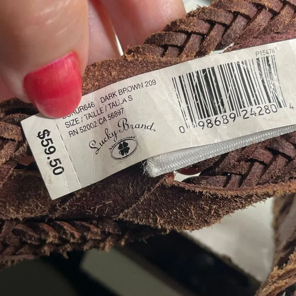 NWT Lucky Brand braided leather belt size S .